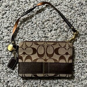 COACH Monogram Brown Wristlet Wallet